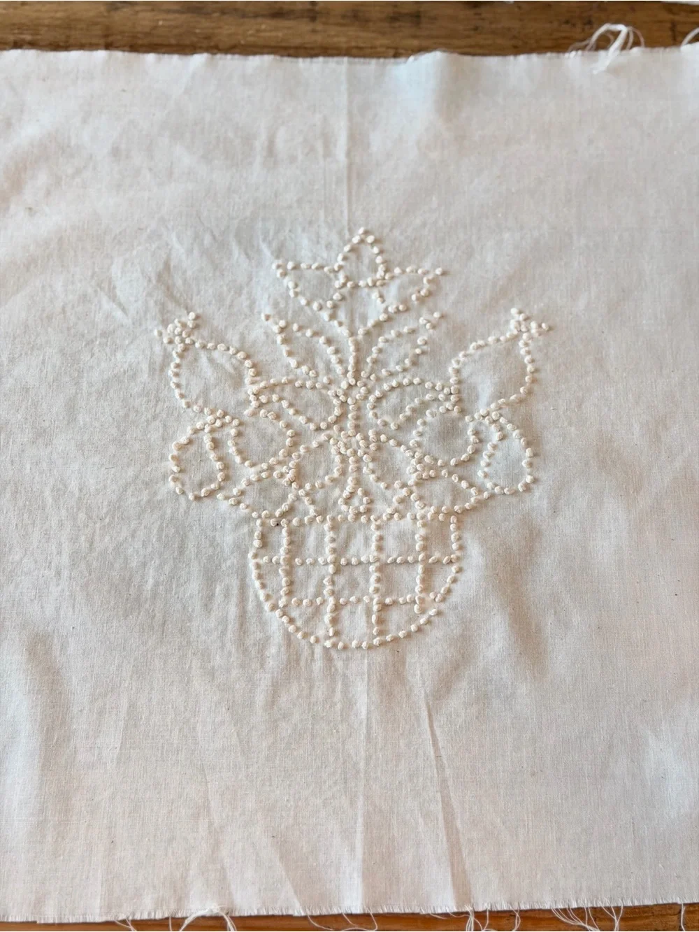 7 Vintage 80’s Candlewicking Embroidery Pillow Fronts. 16x16 | Shabby Chic